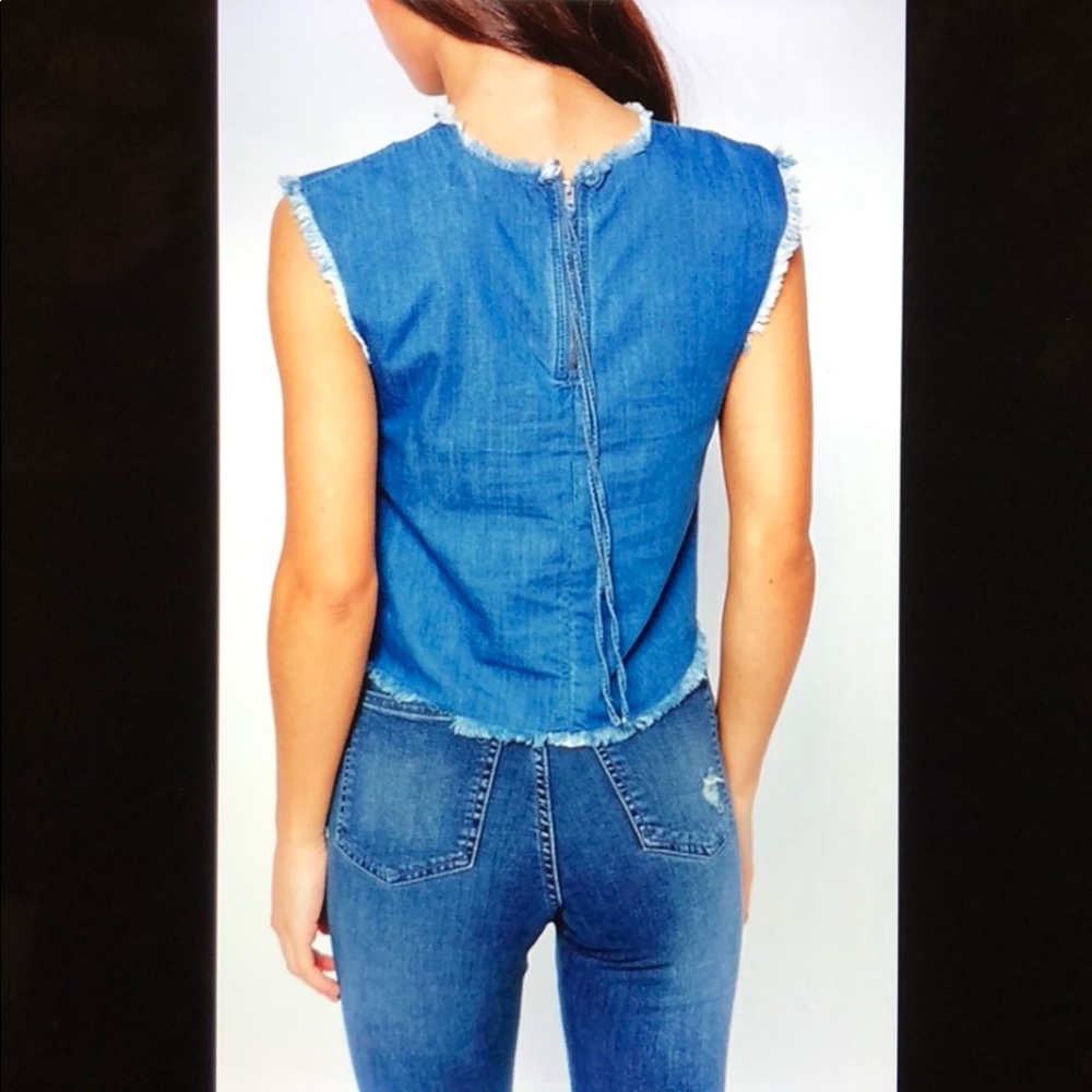 Asos Waven Blue Tini Denim Crop Top - Picture 3 of 8